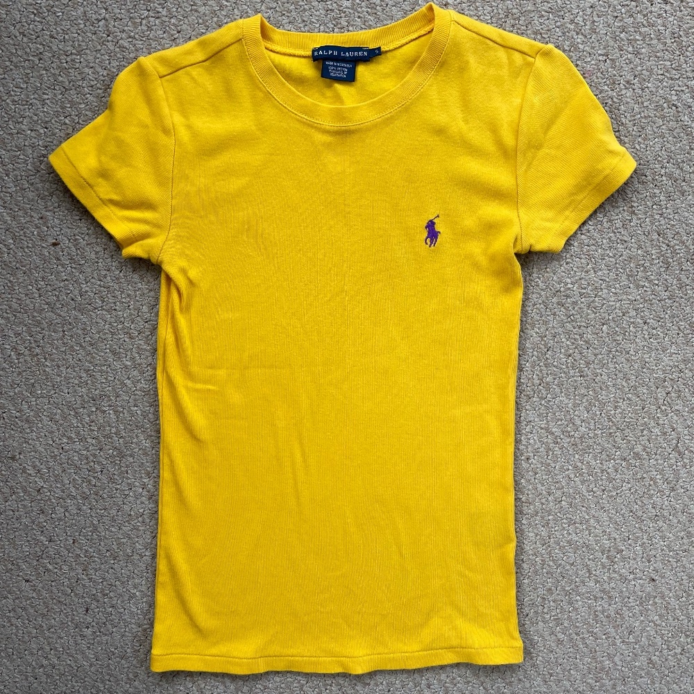 Ralph Lauren Cotton Yellow Short Sleeve T Shirt Size Small